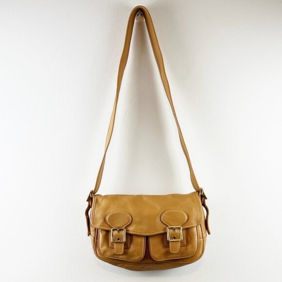 RARE Coach Legacy Saddle Soft Leather Buckle Field Crossbody Bag Tan 9128 - Picture 1 of 16